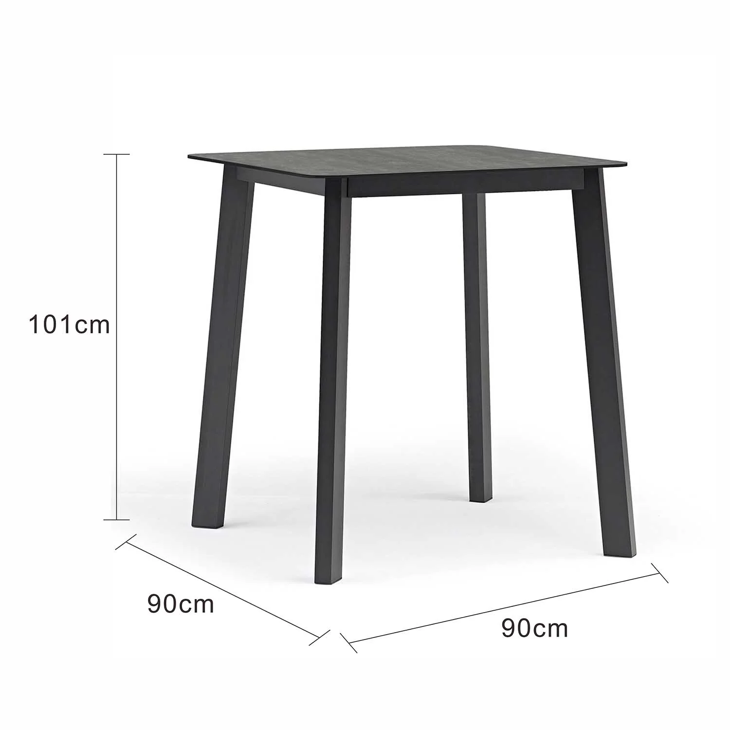 Truro Outdoor Aluminum Square Bar Table with Ceramic Glass Top 90 cm - Image 4