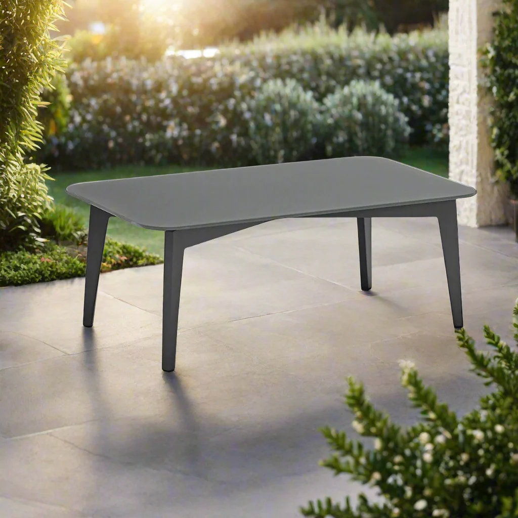 Truro Outdoor Coffee Table with Glass Top 90 cm - Image 2