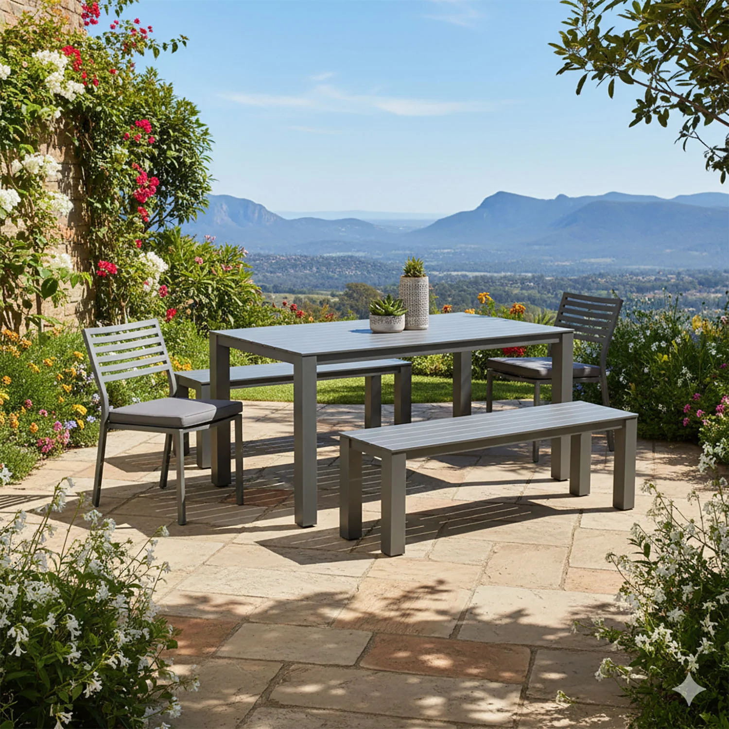 Vernon 160 cm Table Vernon 140 cm Bench and Coda Chair Outdoor Dining Setting - Image 2