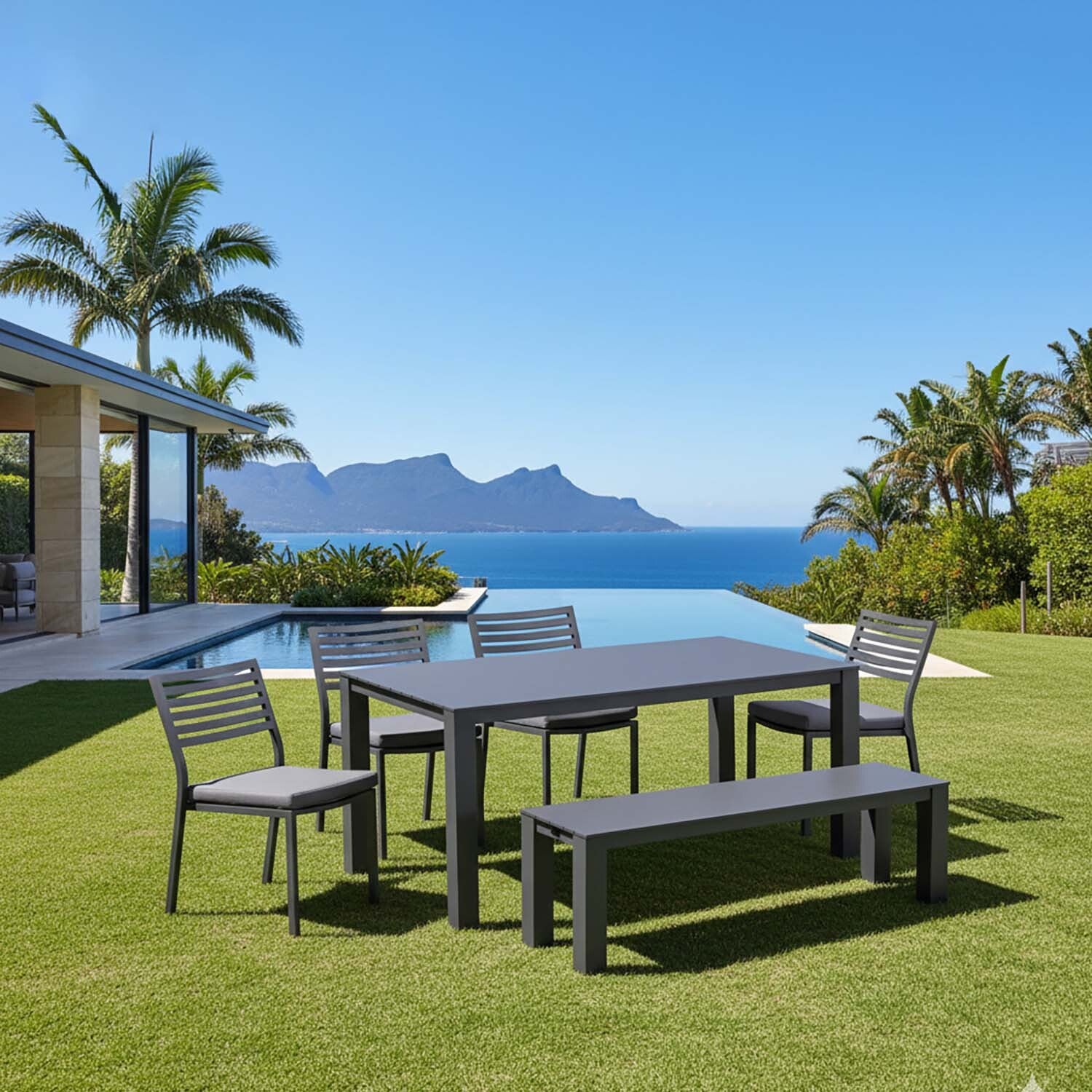 Vernon 160 cm Table Vernon 140 cm Bench and Coda Chair Outdoor Dining Setting - Image 2