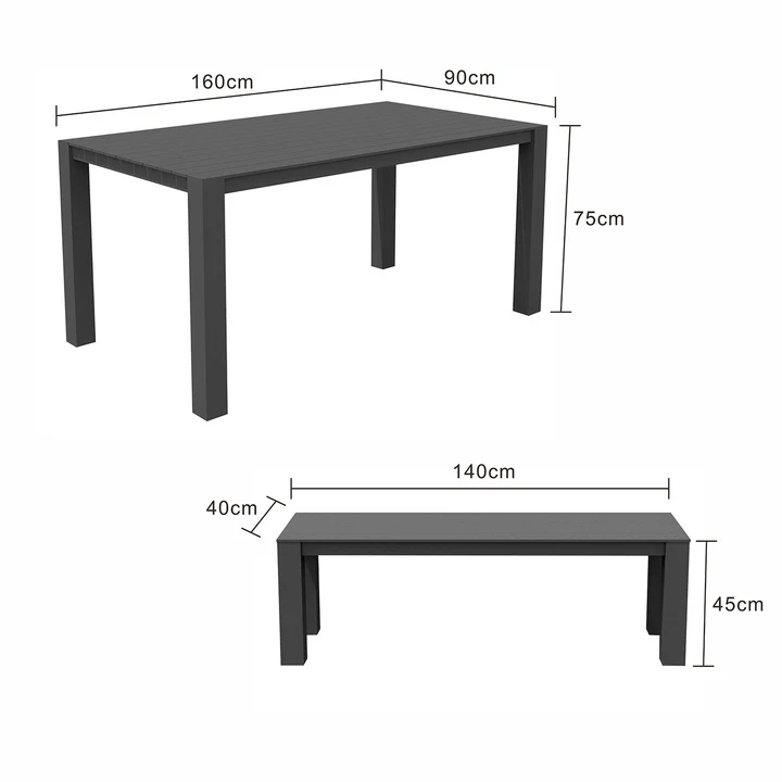 Vernon 160 cm Table Vernon 140 cm Bench Outdoor Dining Setting - Image 14