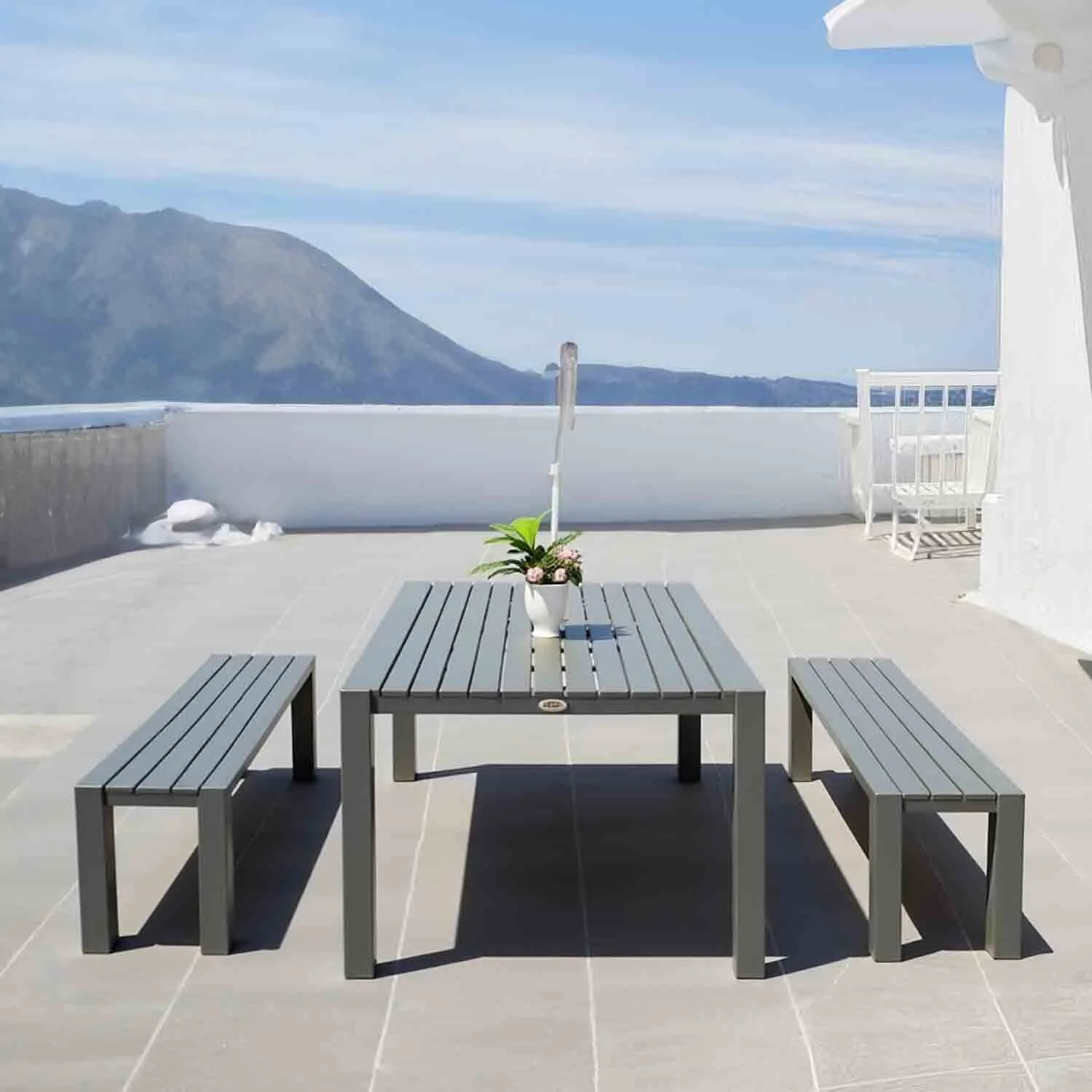 Vernon 160 cm Table Vernon 140 cm Bench Outdoor Dining Setting - Image 2