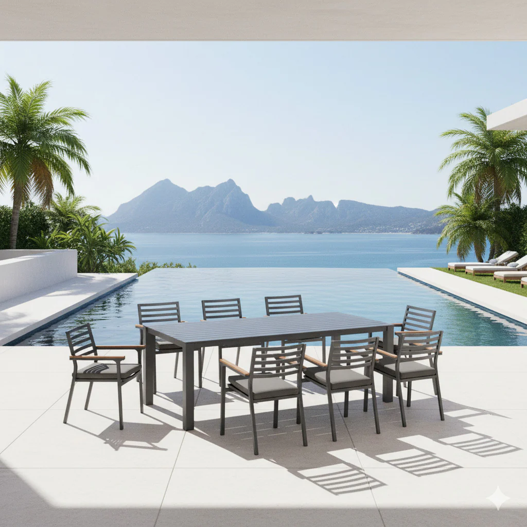 Vernon 180 cm Table Lotus Chair Outdoor Dining Setting - Image 2