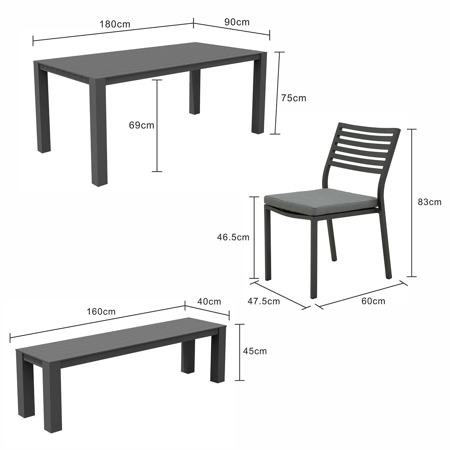 Vernon 180 cm Table Vernon 160 cm Bench and Coda Chair Outdoor Dining Setting - Image 13