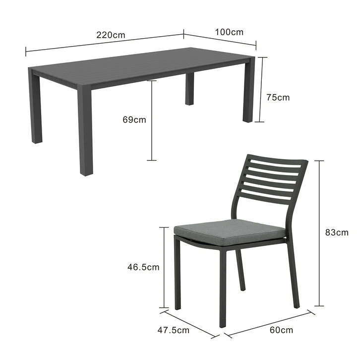 Vernon 220 cm Table Coda Chair Outdoor Dining Setting - Image 13