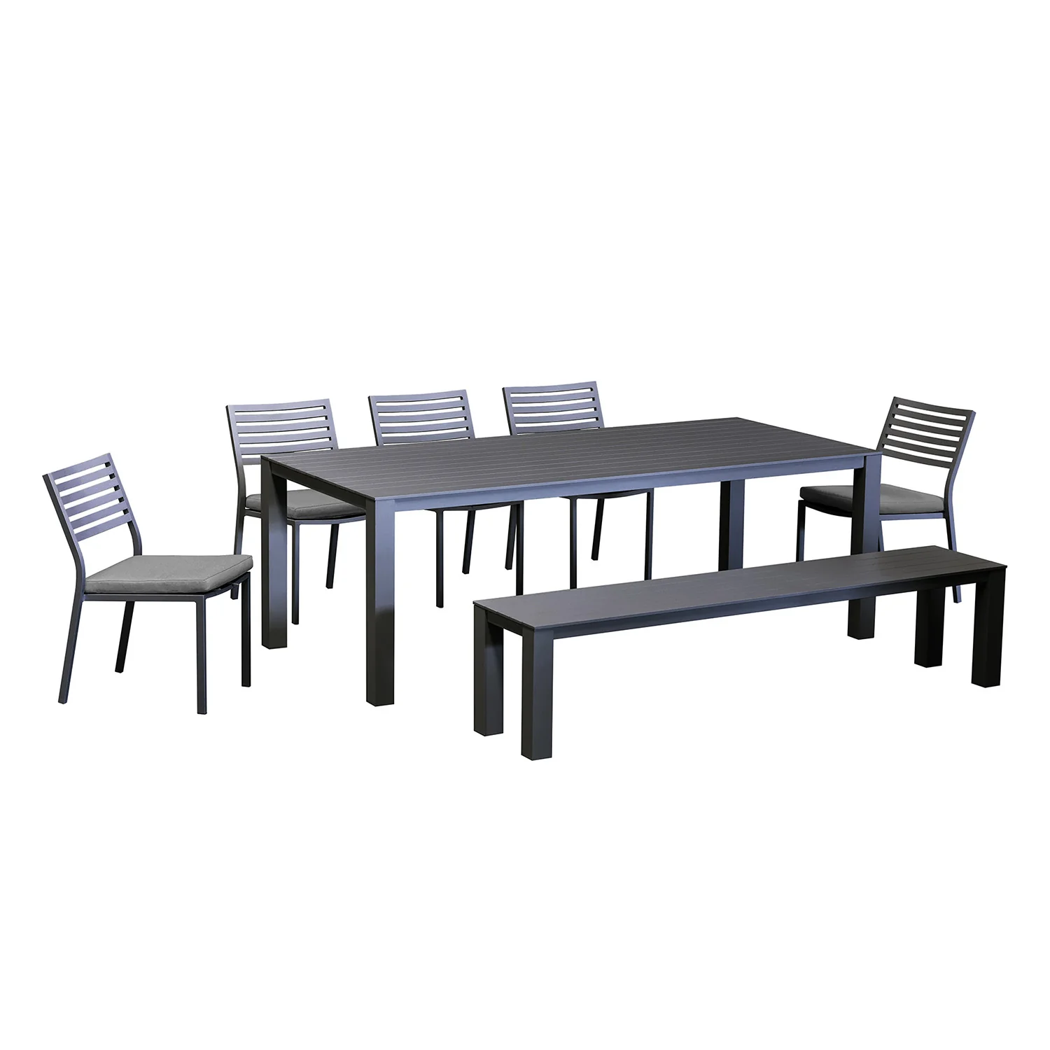 Vernon 220 cm Table Vernon 200 cm Bench and Coda Chair Outdoor Dining Setting