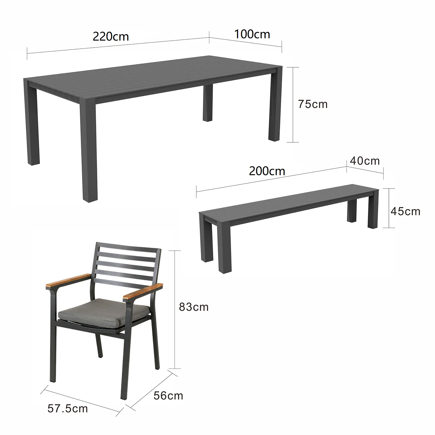 Vernon 220 cm Table Vernon 200 cm Bench and Lotus Chair Outdoor Dining Setting - Image 17