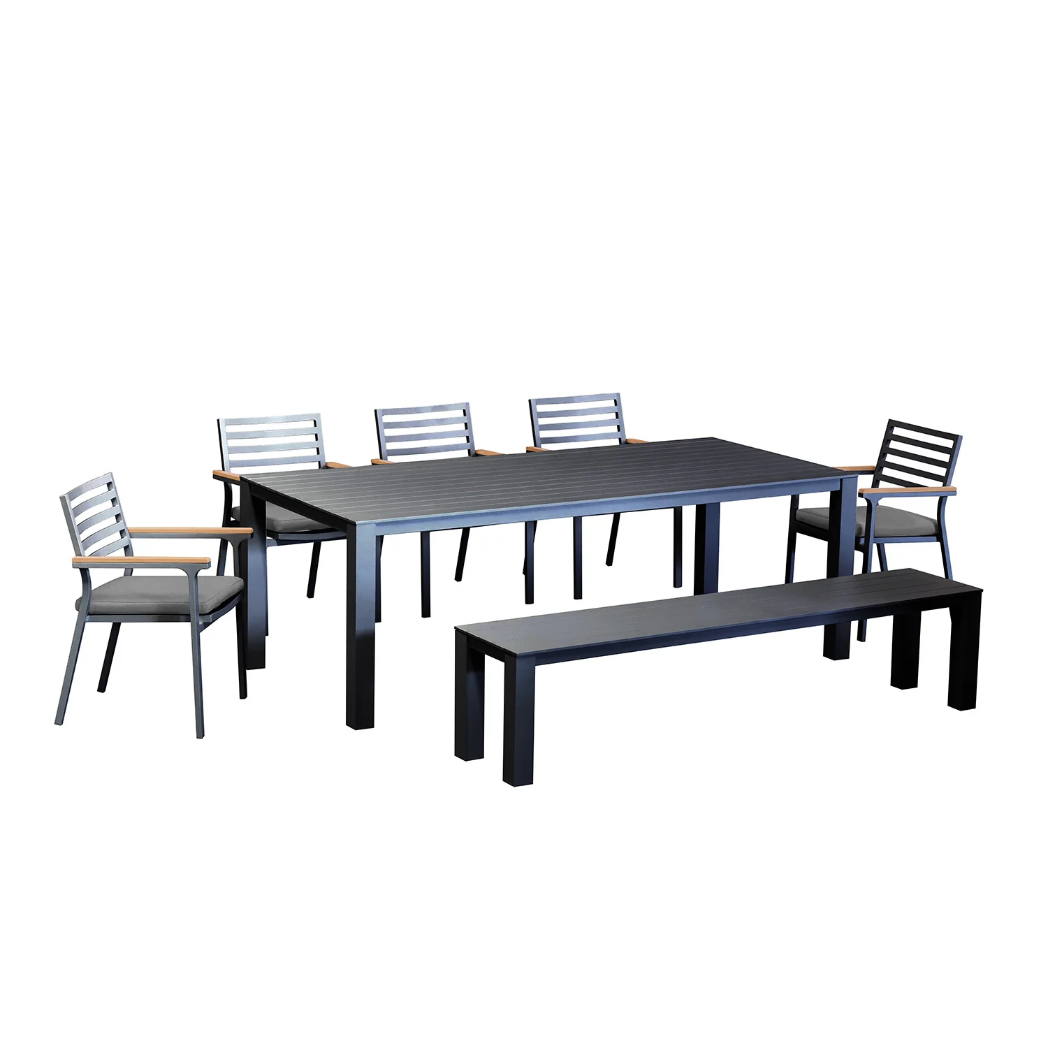Vernon 220 cm Table Vernon 200 cm Bench and Lotus Chair Outdoor Dining Setting - Image 3