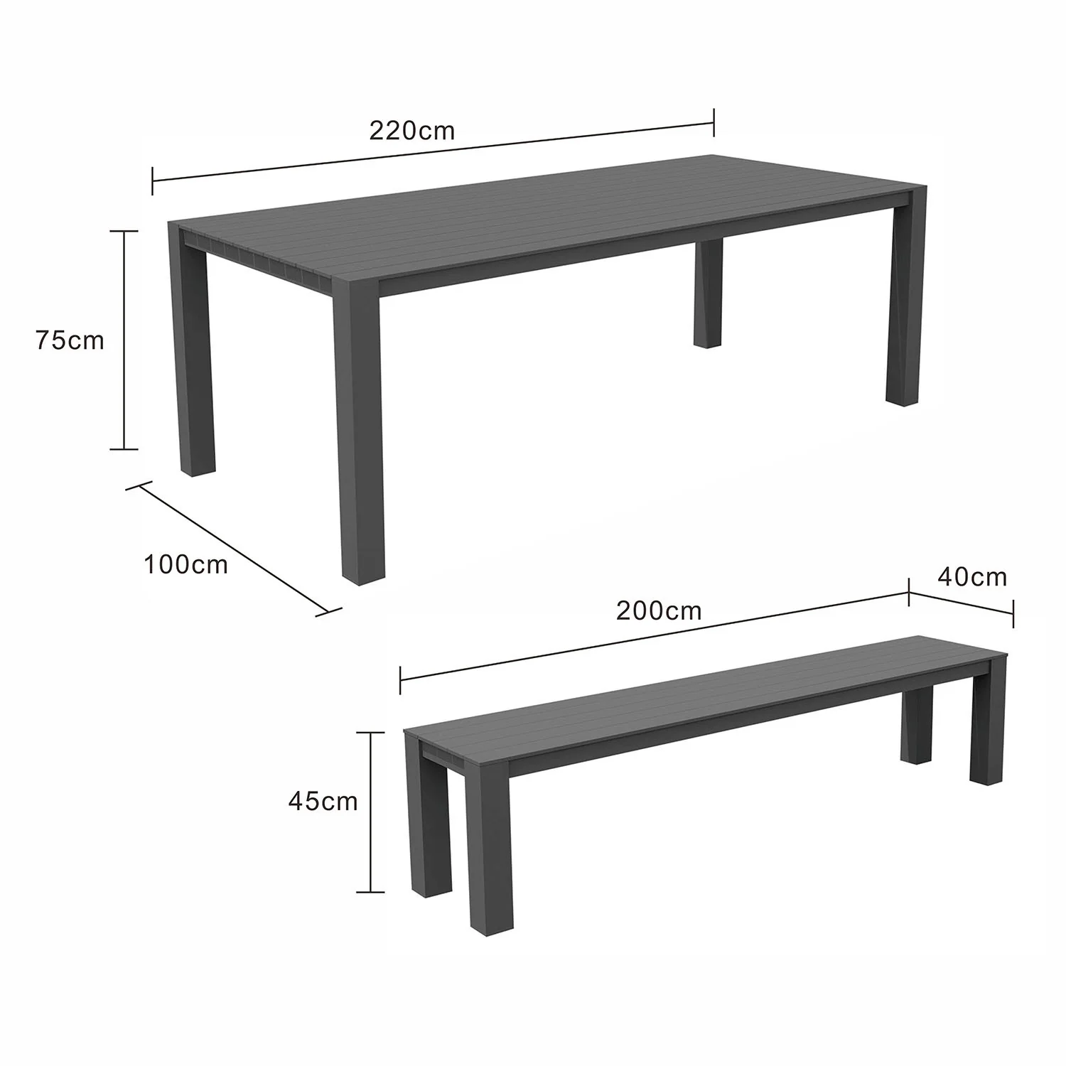 Vernon 220 cm Table Vernon 200 cm Bench Outdoor Dining Setting - Image 18
