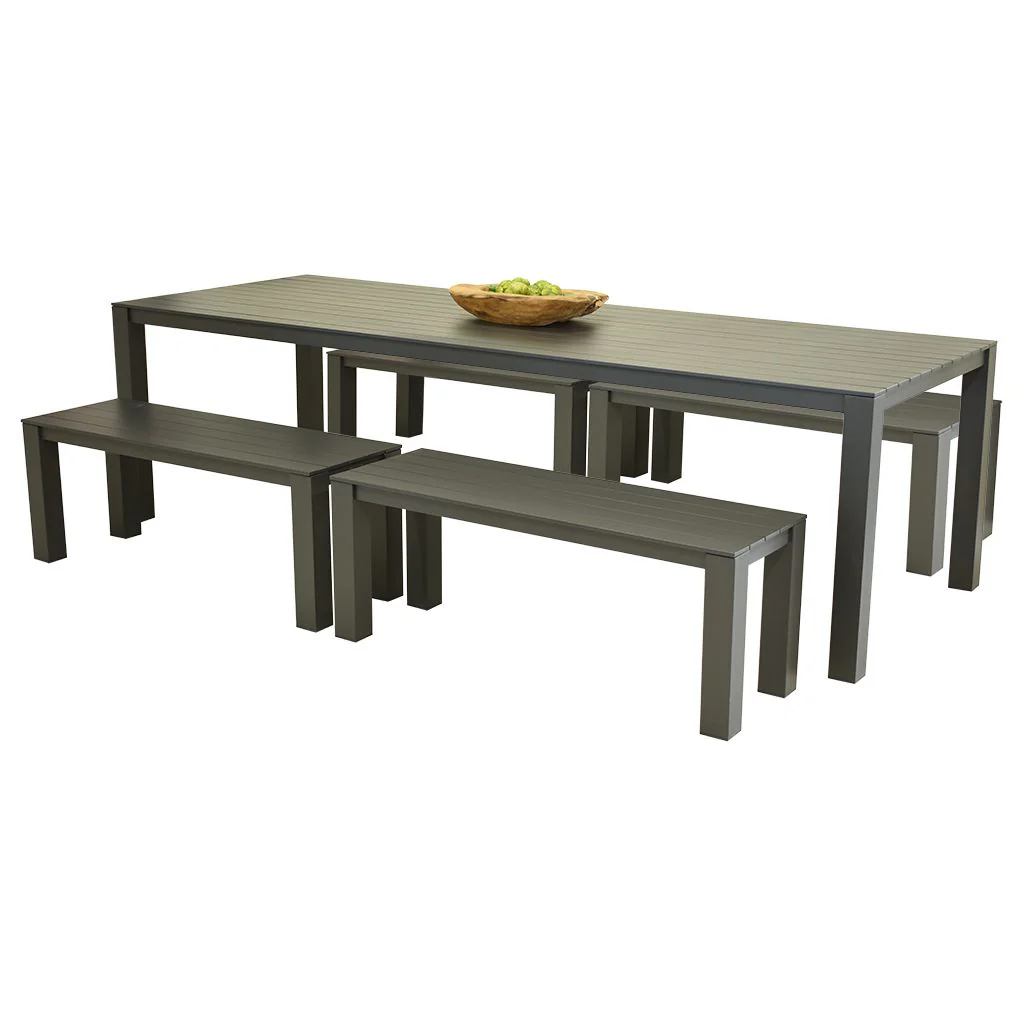 Vernon 270 cm Table Vernon 120 cm Bench Outdoor Dining Setting
