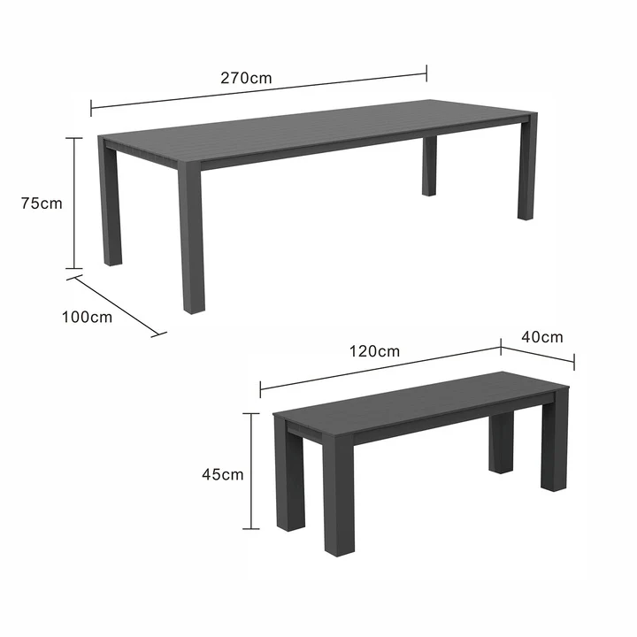 Vernon 270 cm Table Vernon 120 cm Bench Outdoor Dining Setting - Image 16
