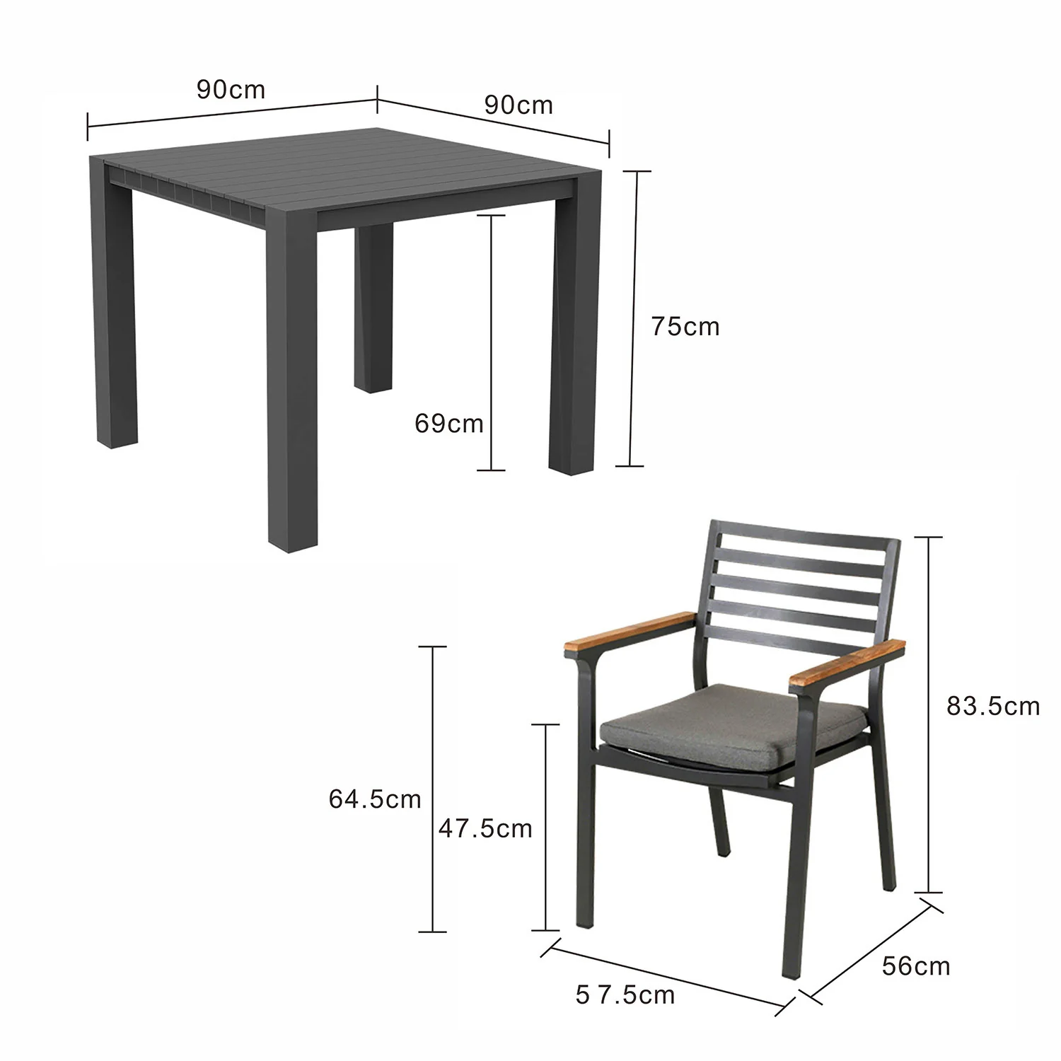 Vernon 90 cm Table Lotus Chair Outdoor Dining Setting - Image 12