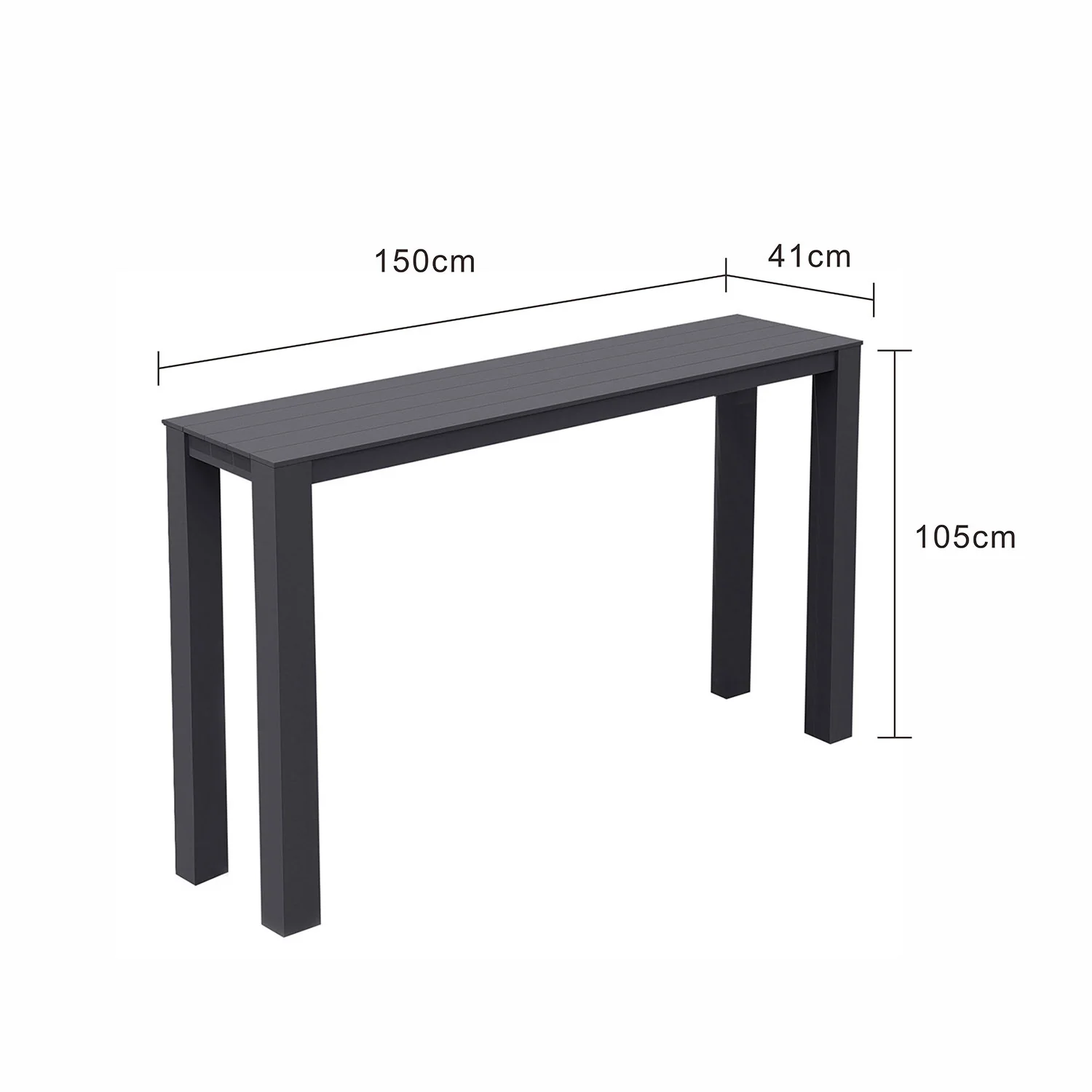 Vernon Aluminium Outdoor Narrow Bar Table 150 cm - Image 4
