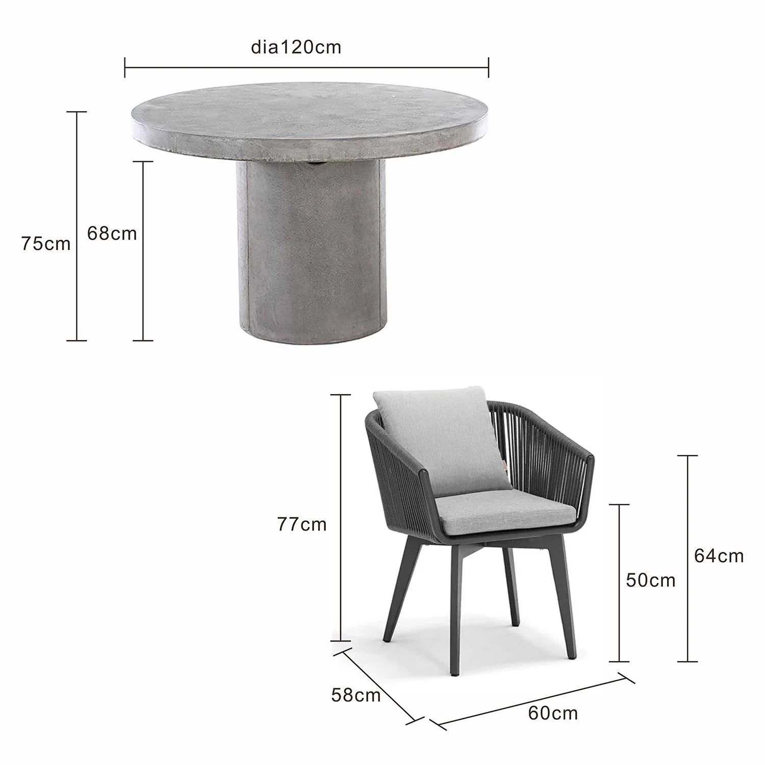 Zen 120 cm Table Truro Chair Outdoor Dining Setting - Image 2