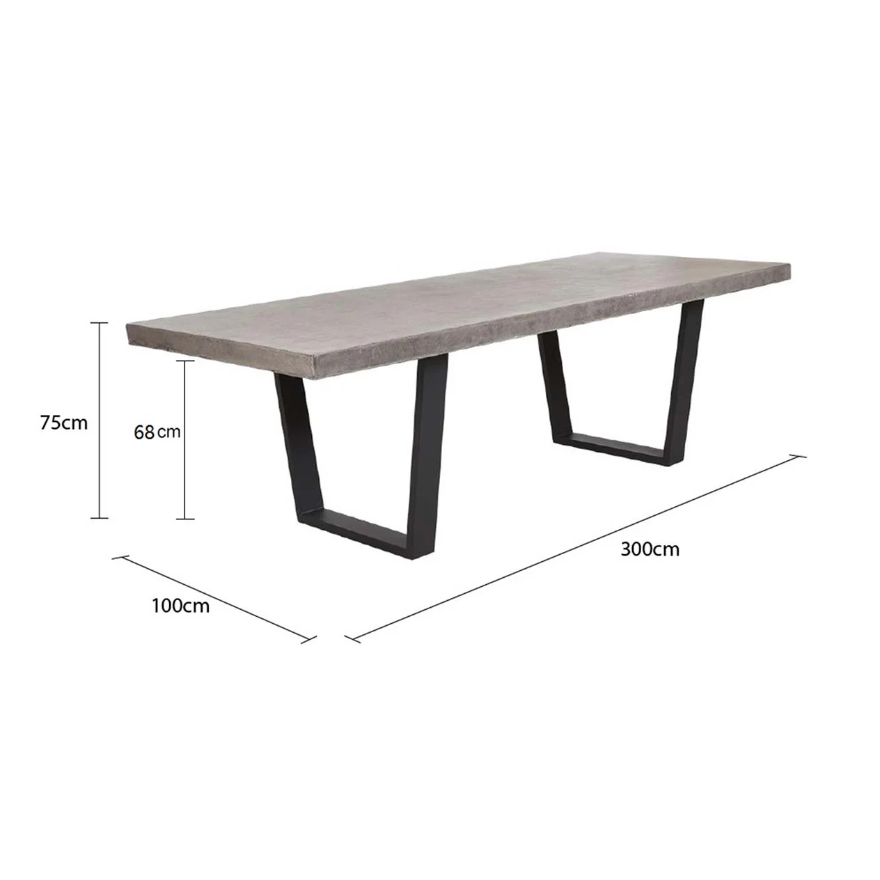 Zen Outdoor Concrete Dining Table With Stainless Steel Trapezoid Leg 300 cm - Image 4
