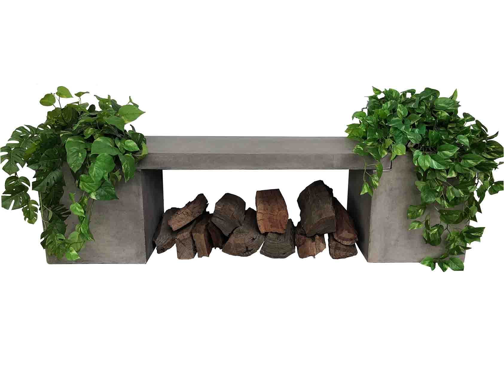 Zen Outdoor Concrete Bench with Planter 167 cm - Image 3