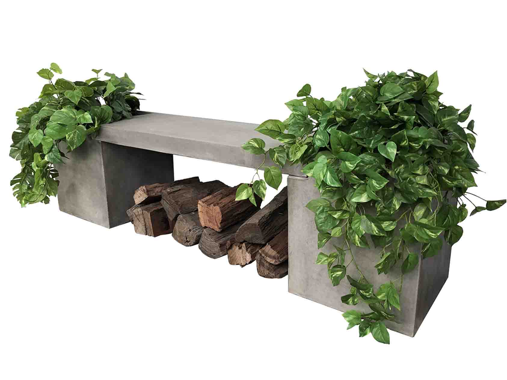 Zen Outdoor Concrete Bench with Planter 167 cm - Image 4