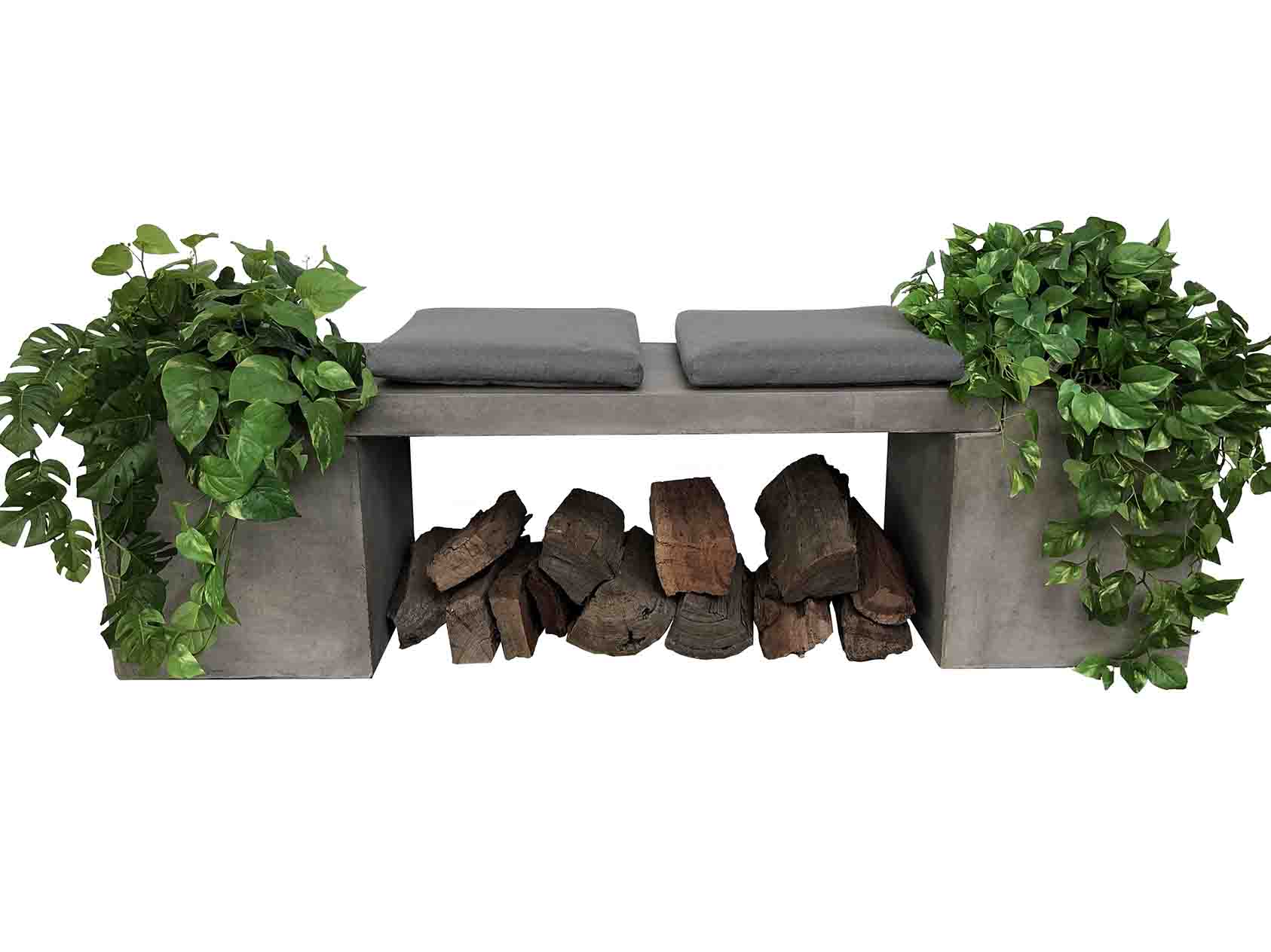 Zen Outdoor Concrete Bench with Planter 167 cm - Image 5