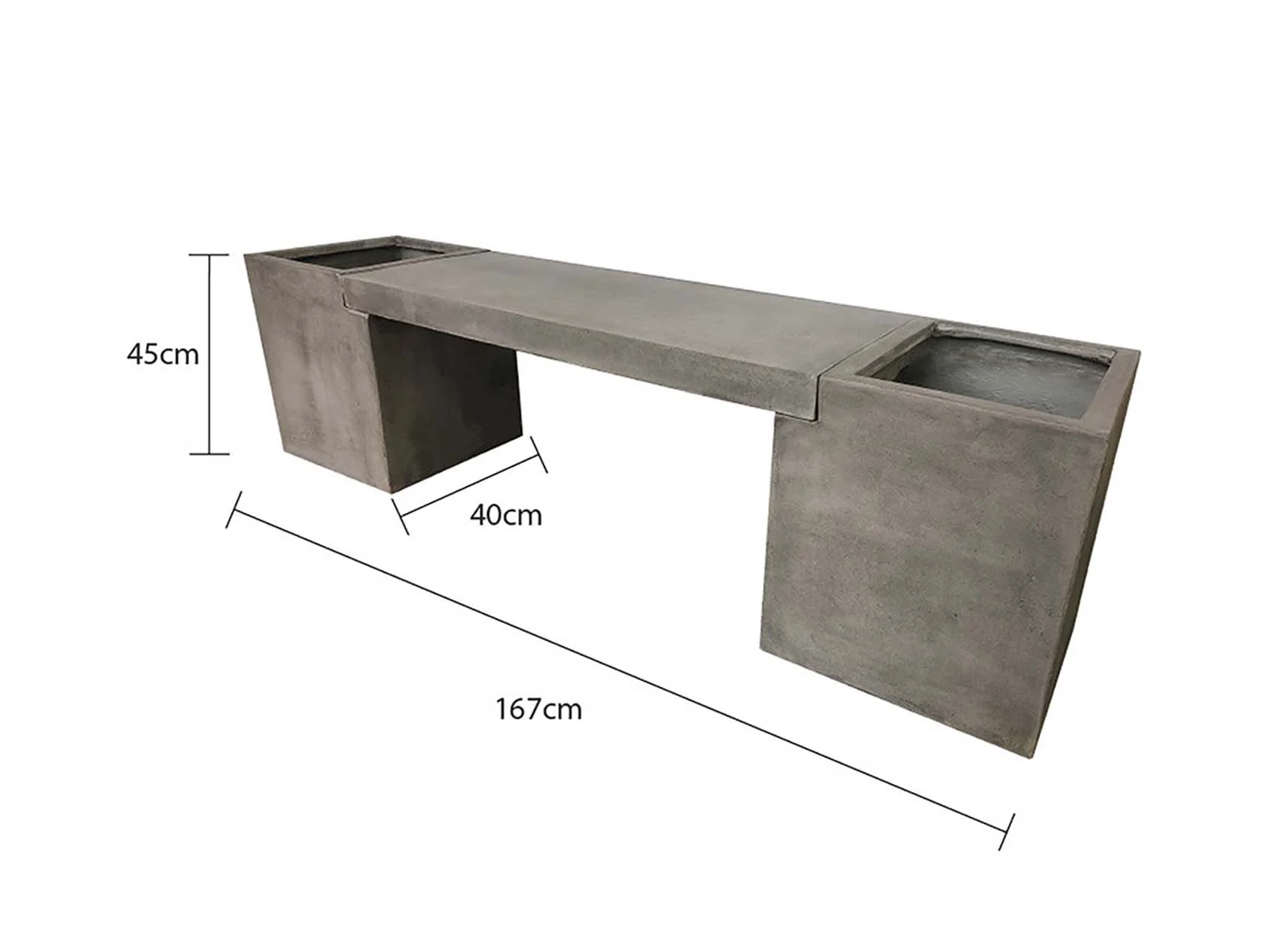 Zen Outdoor Concrete Bench with Planter 167 cm - Image 6