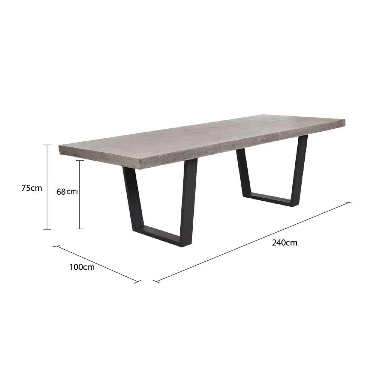 Zen Outdoor Concrete Dining Table With Aluminium Trapezoid Shade Leg 240 cm - Image 4