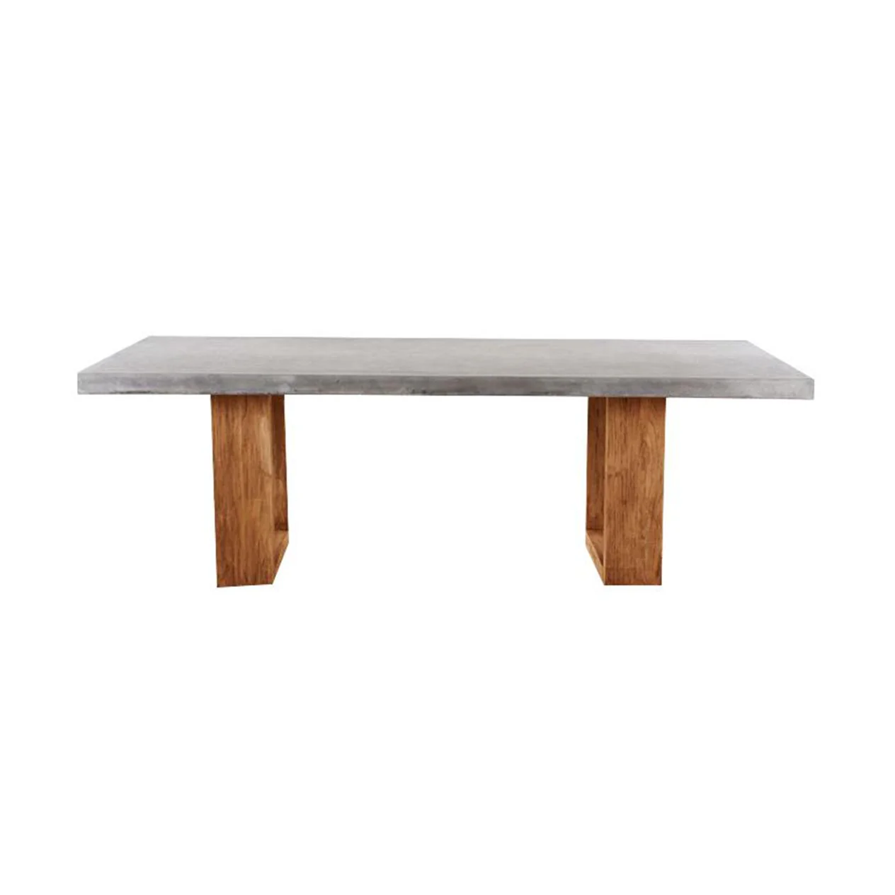 Zen Outdoor Concrete Dining Table With Teak U Shape Leg 240 cm