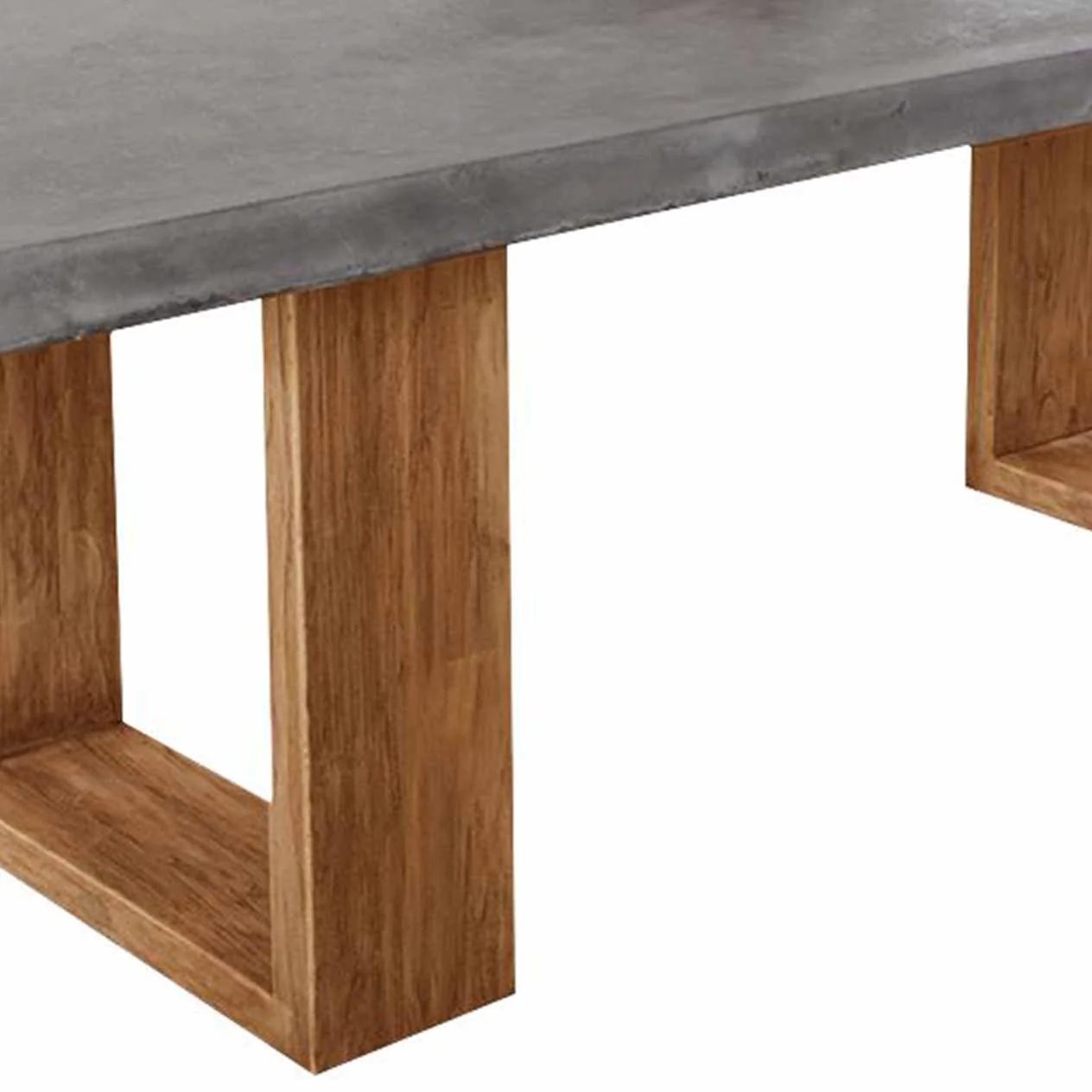 Zen Outdoor Concrete Dining Table With Teak U Shape Leg 240 cm - Image 3