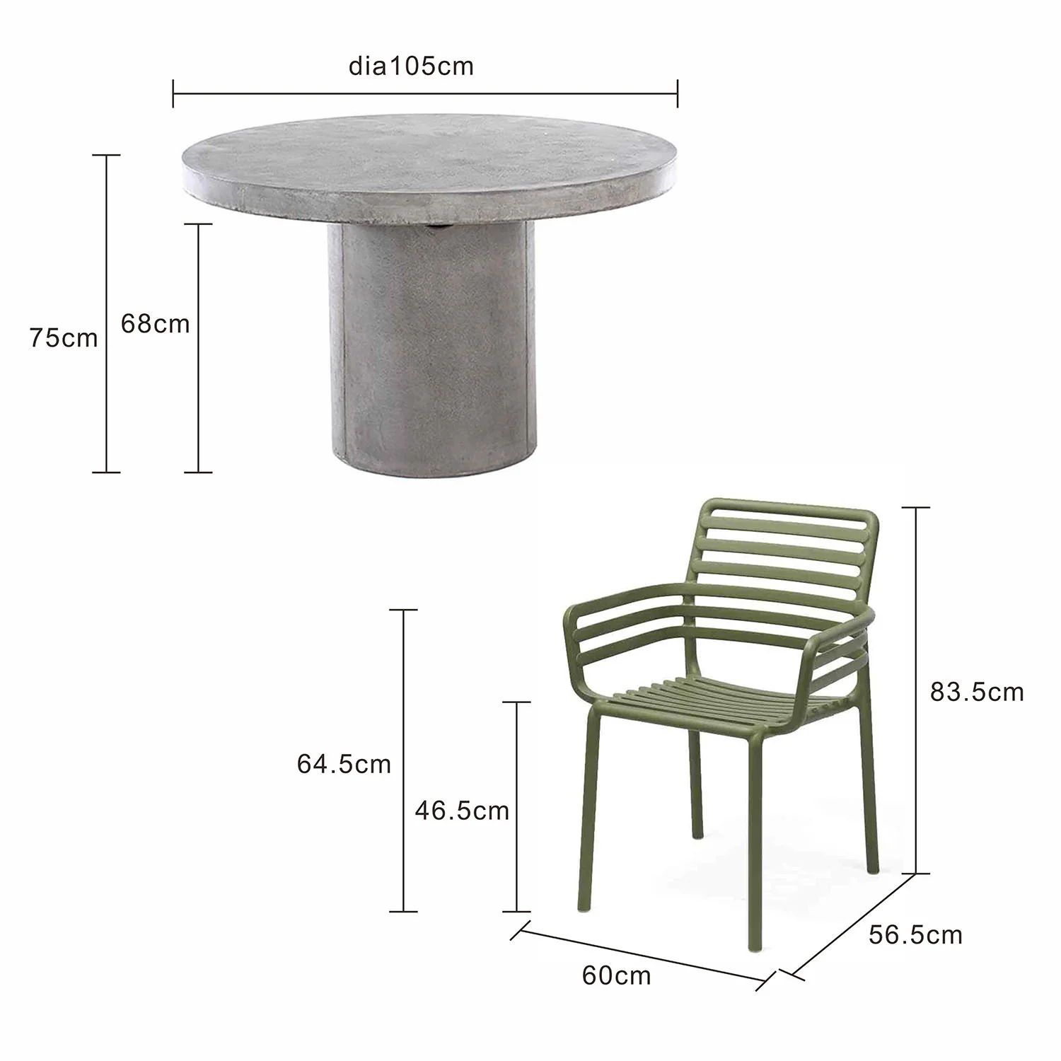 Zen Round Table Doga Dining Armchair Outdoor Dining Setting - Image 11