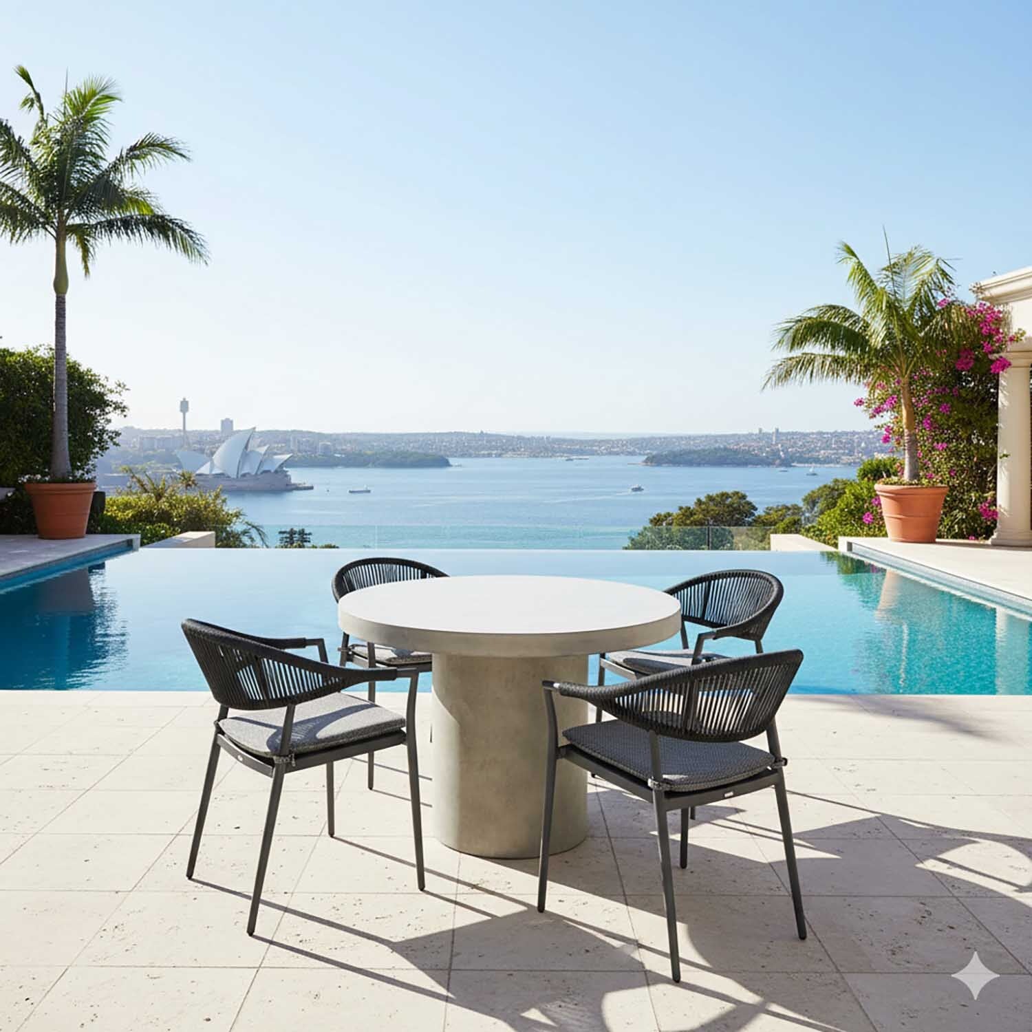 Zen Round Table Windsor Rope Chair Outdoor Dining Setting - Image 2