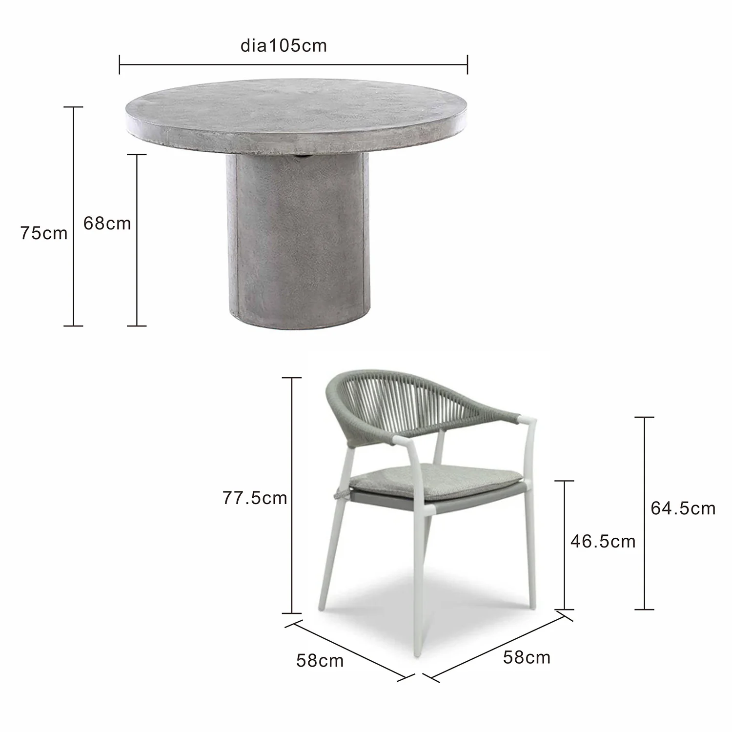 Zen Round Table Windsor Rope Chair Outdoor Dining Setting - Image 8